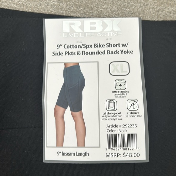 RBX Cotton Spandex Black Biker Shorts SizeXL. NWT. - Picture 3 of 9